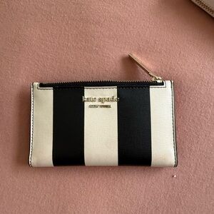 Kate Spade Black and Cream Striped Wallet